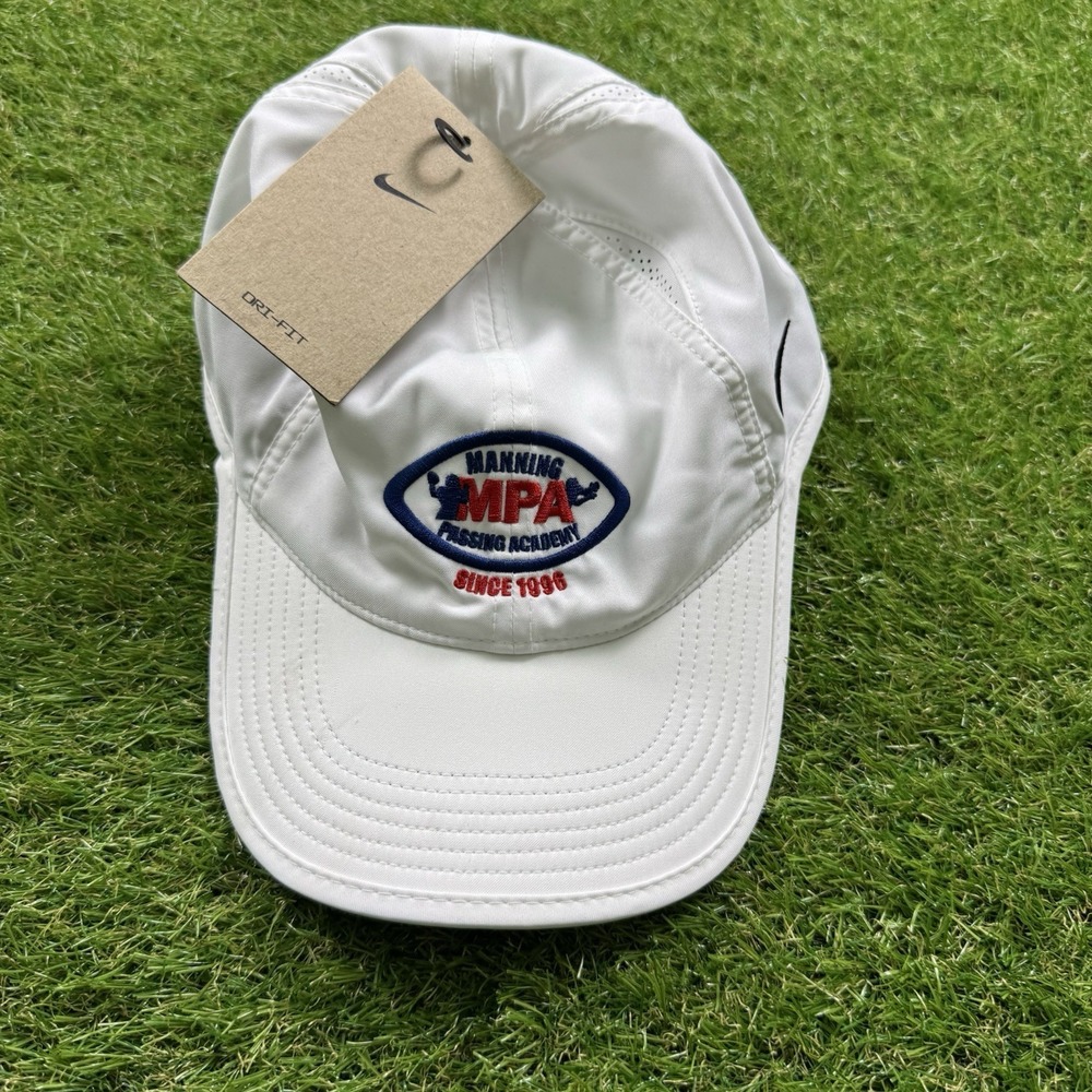 NEW Nike Manning Passing Academy Strap back Hat White Peyton Eli Arch Gatorade